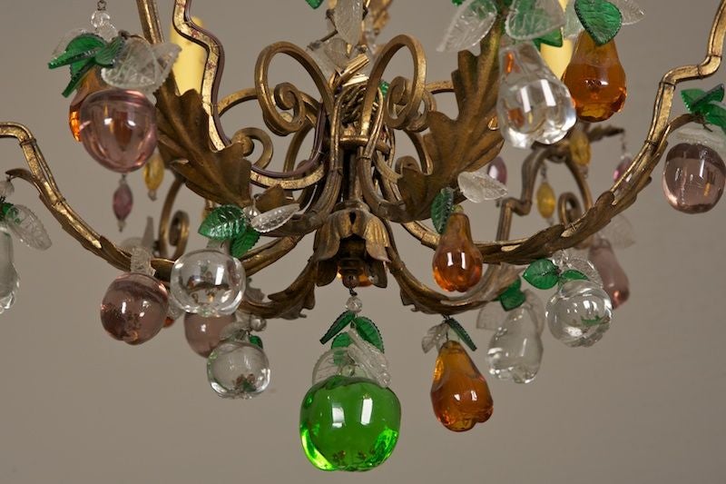 Six Light Chandelier with Colored Glass Fruit 1