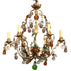 Six Light Chandelier with Colored Glass Fruit