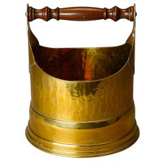 19th Century French Brass Bucket with Turned Wood Handle 11