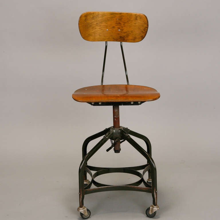 Toledo Style Adjustable Height Swiveling Industrial Chair For Sale at 1stdibs