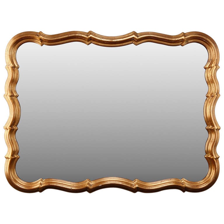 French Scalloped Edge Gilt Wood Mirror at 1stDibs
