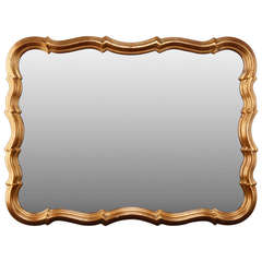 French Scalloped Edge Gilt Wood Mirror