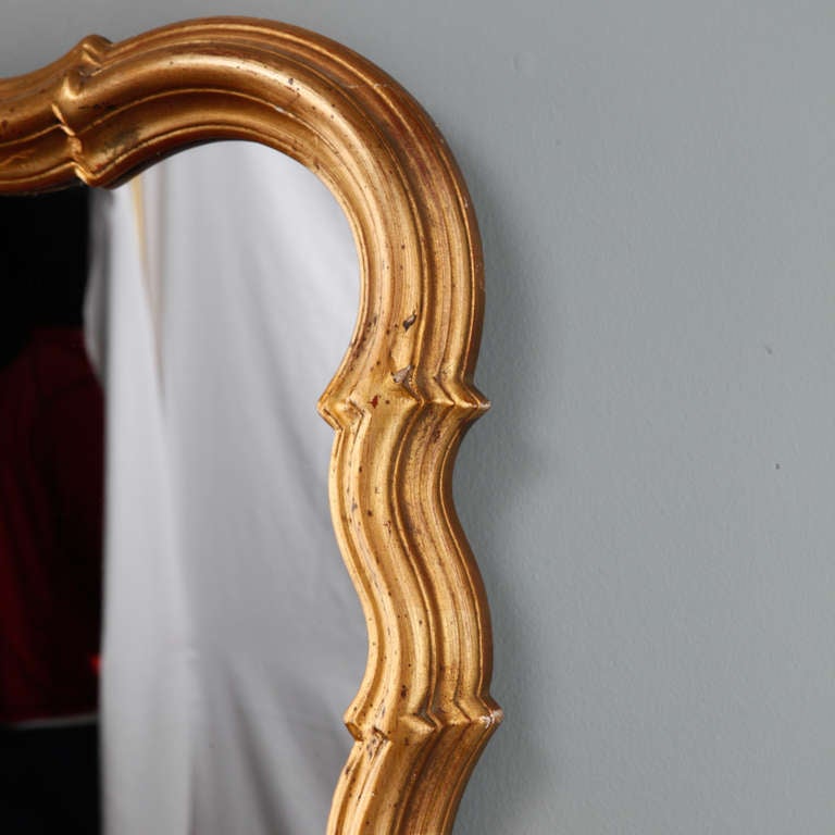 Carved French Scalloped Edge Gilt Wood Mirror