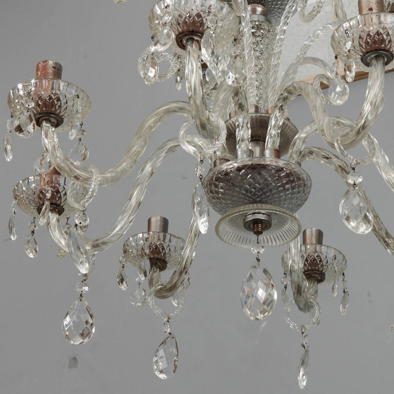 Large Double-Tier Murano Clear Glass Chandelier 3