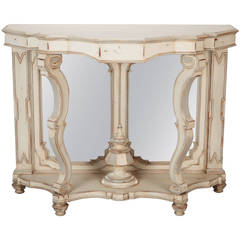 Italian White Painted Console with Mirrored Back