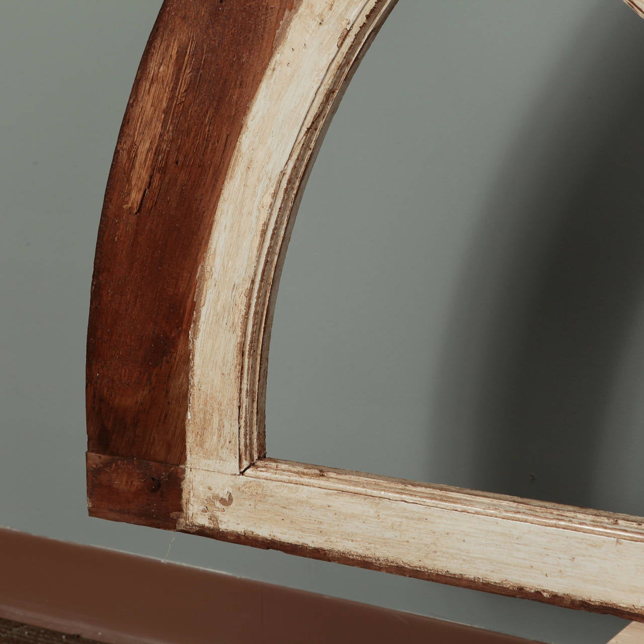 Early 20th Century French White Painted Arched Window Frame