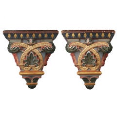 Pair of Italian Painted and Gilded Plaster Brackets