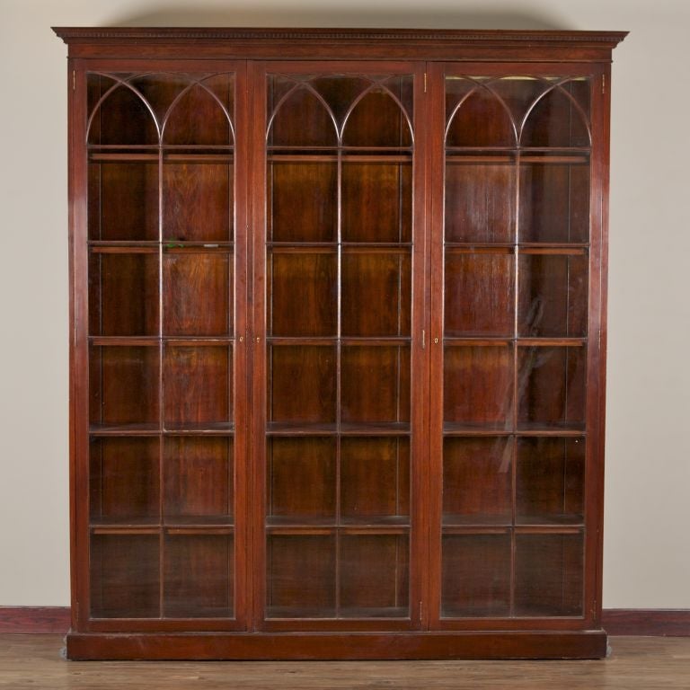 English Solid Mahogany Three Door Cabinet