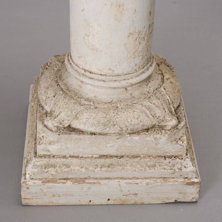 French Marble Topped Plaster Column In Excellent Condition In Troy, MI