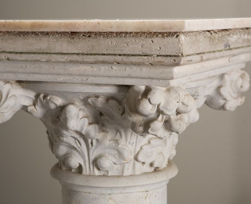 20th Century French Marble Topped Plaster Column