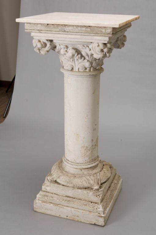 French Marble Topped Plaster Column 1