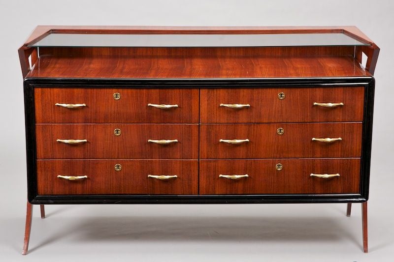 Italian Art Deco Macassar Cabinet with Glass Shelf