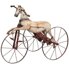 Antique 19th Century Wooden Horse Tricycle