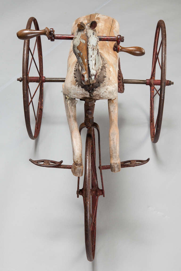British 19th Century Wooden Horse Tricycle