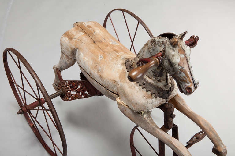 19th Century Wooden Horse Tricycle In Good Condition In Troy, MI