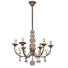 French Modernist Art Deco Six Light Chandelier