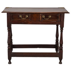 19th Century Portuguese Oak and Brass Side Table