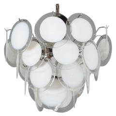Used Vistosi Mid Century Hanging Fixture with Clear and White Glass Discs