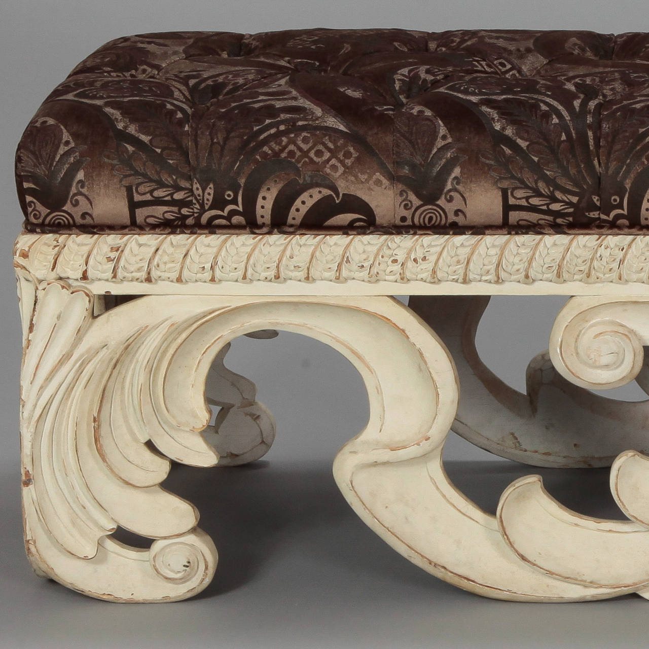 Other Exuberantly Carved Italian Hollywood Regency Style Bench