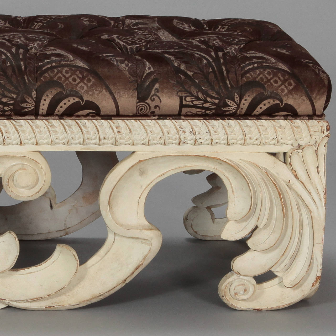 Exuberantly Carved Italian Hollywood Regency Style Bench 4