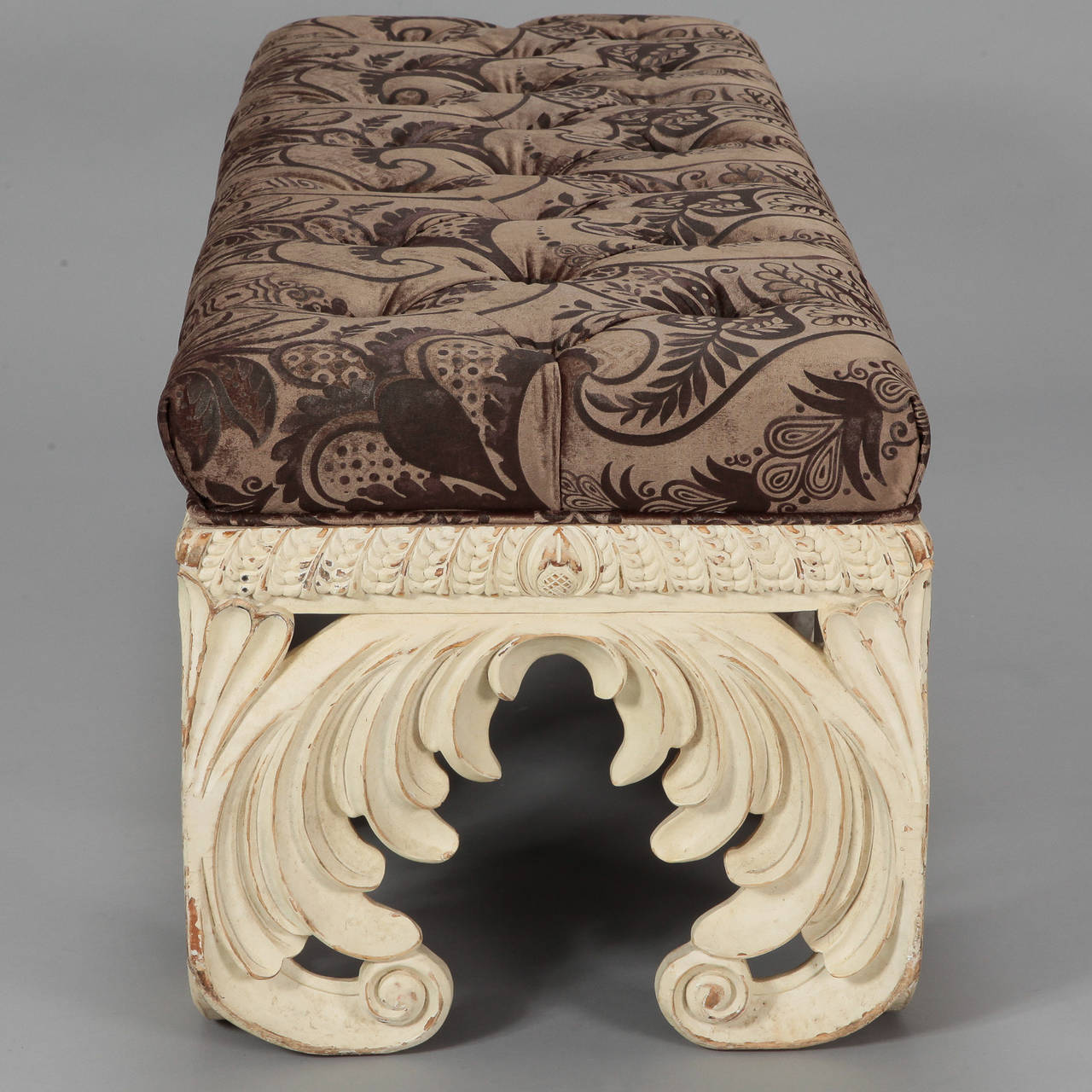 Wood Exuberantly Carved Italian Hollywood Regency Style Bench