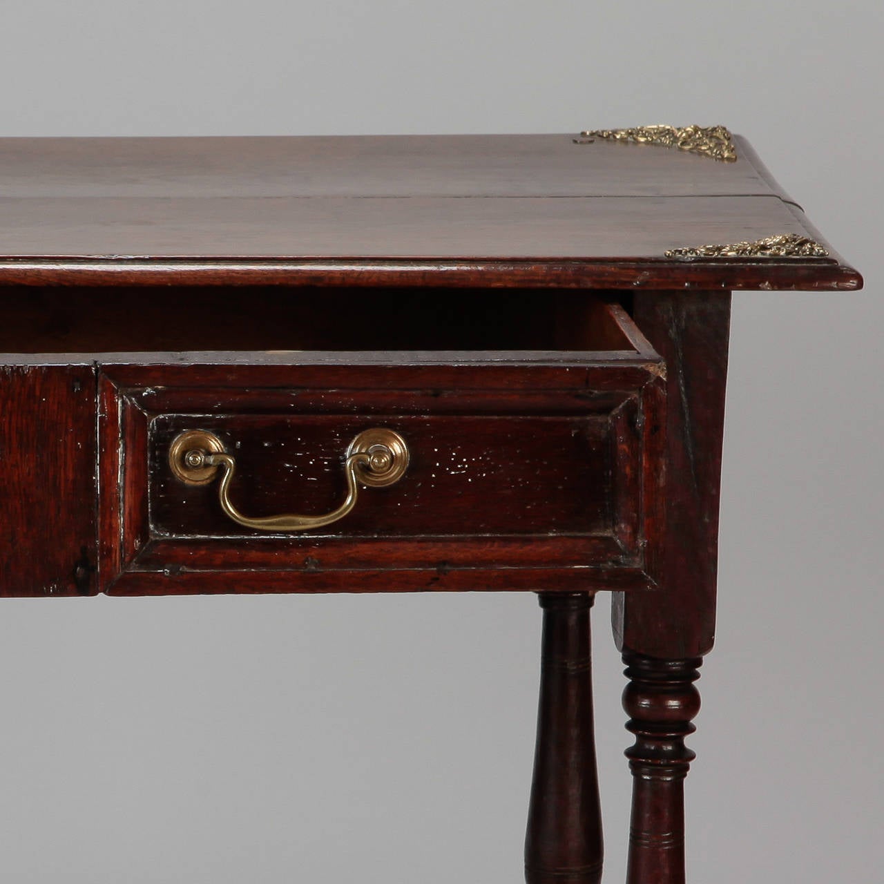 19th Century Portuguese Oak and Brass Side Table 6