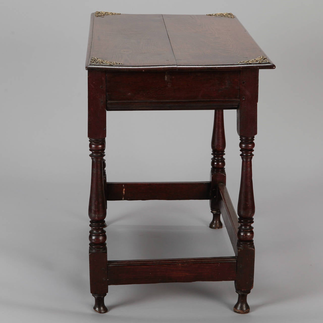 19th Century Portuguese Oak and Brass Side Table 2