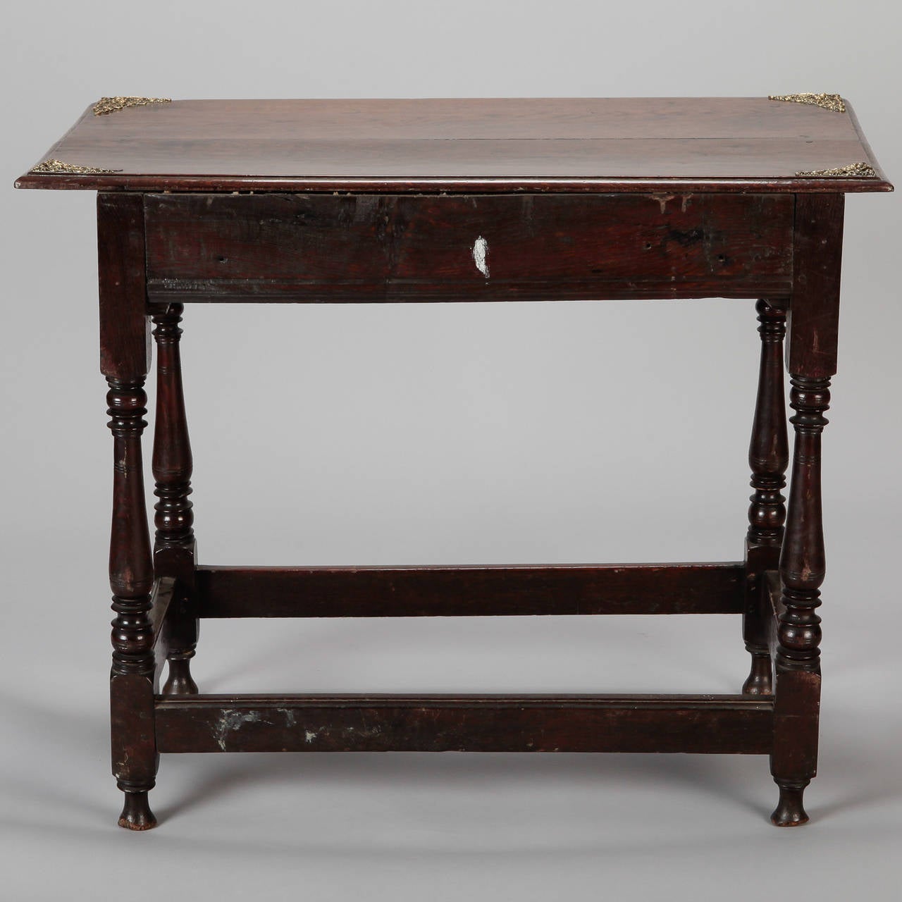 19th Century Portuguese Oak and Brass Side Table 3