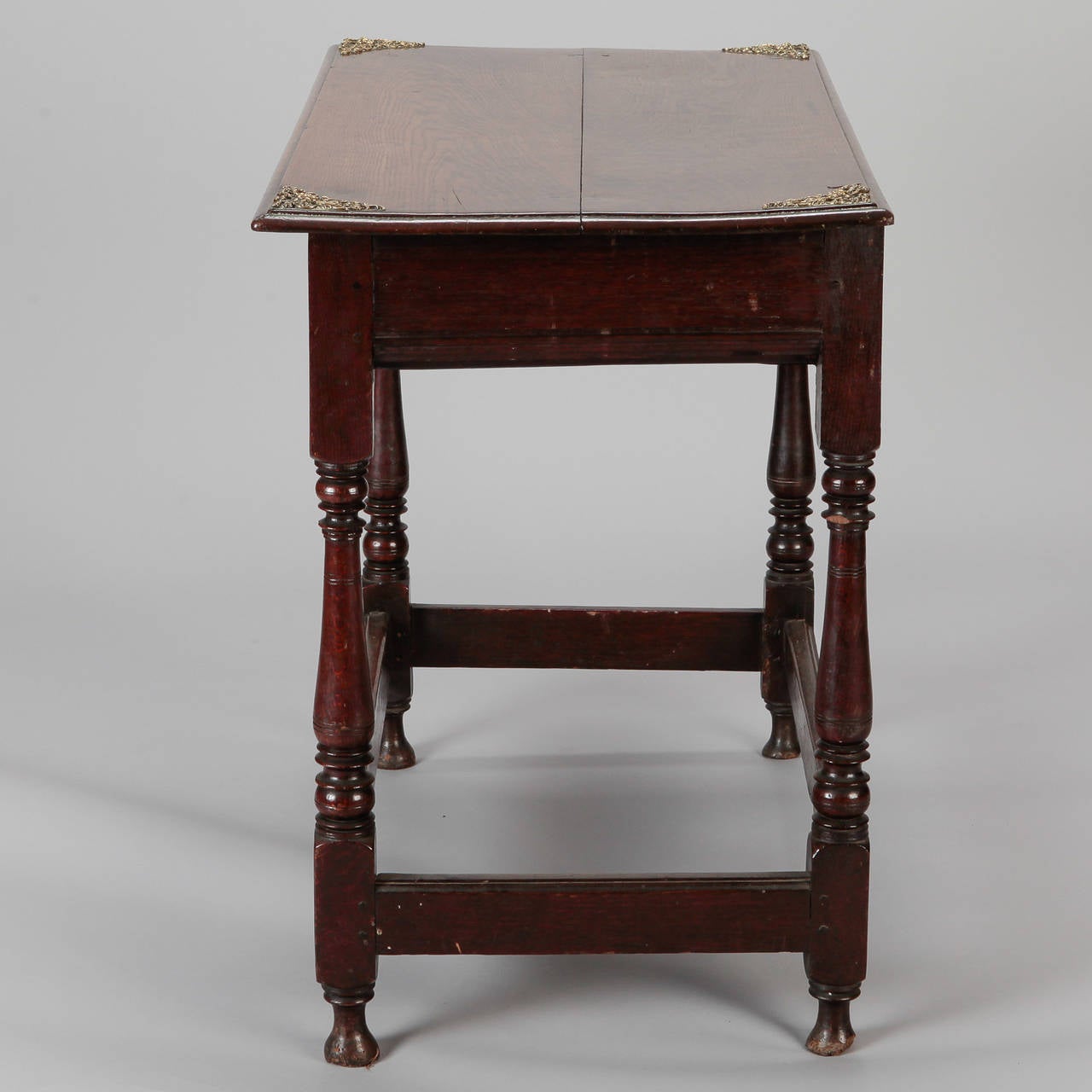 19th Century Portuguese Oak and Brass Side Table 5