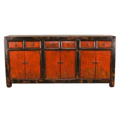 Antique 19th Century Chinese Red and Black Cabinet