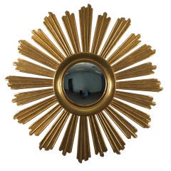 Antique Gilded Sunburst Convex Mirror