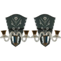Pair Venetian Mirrored Sconces