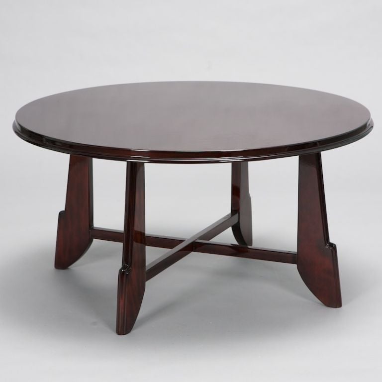 French Round Art Deco Rosewood Coffee Table at 1stdibs