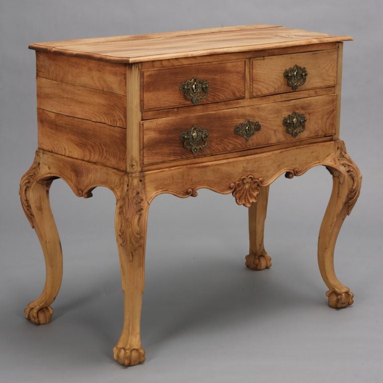 English Bleached Oak Chest on Carved Legs