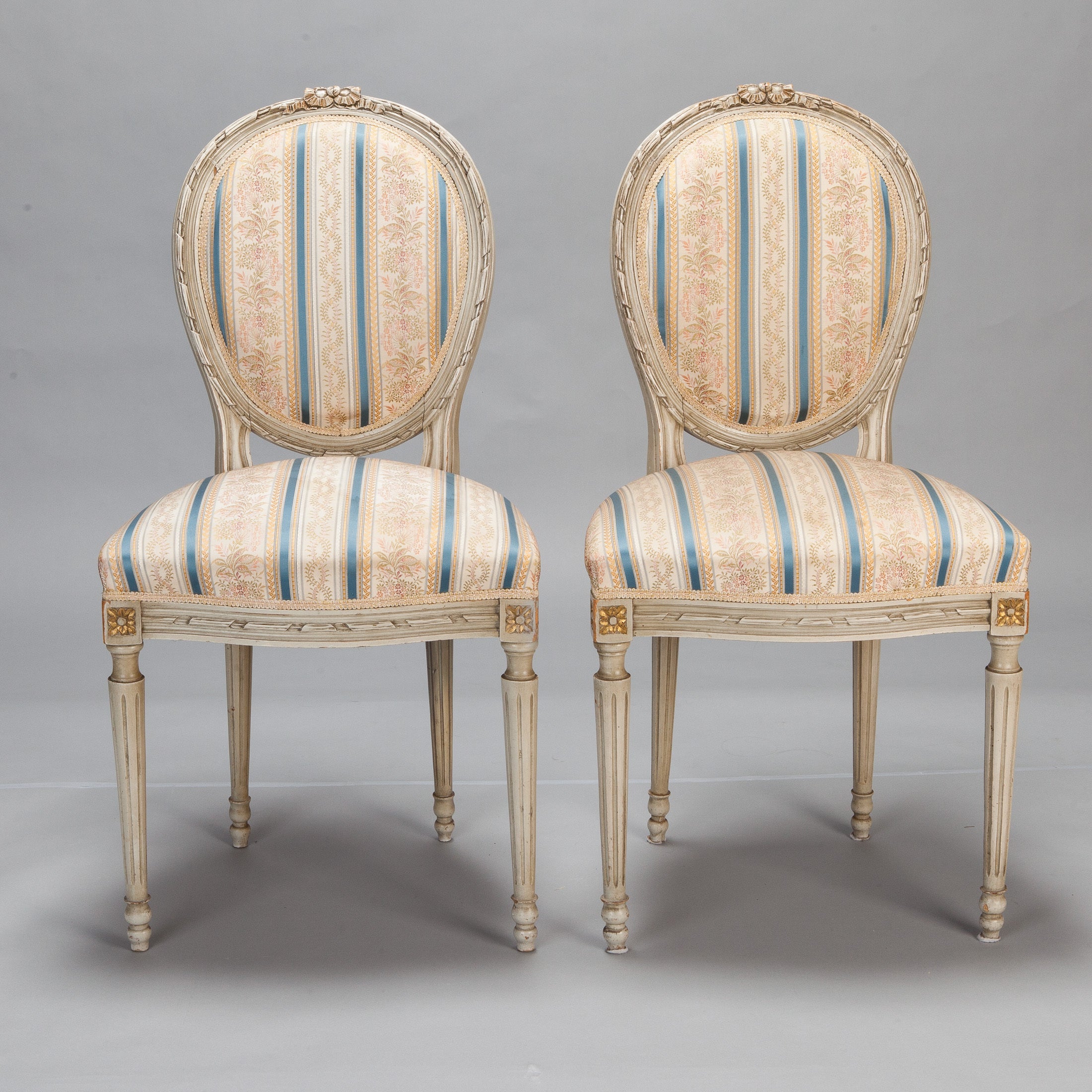 Set of Eight Upholstered French Dining Chairs