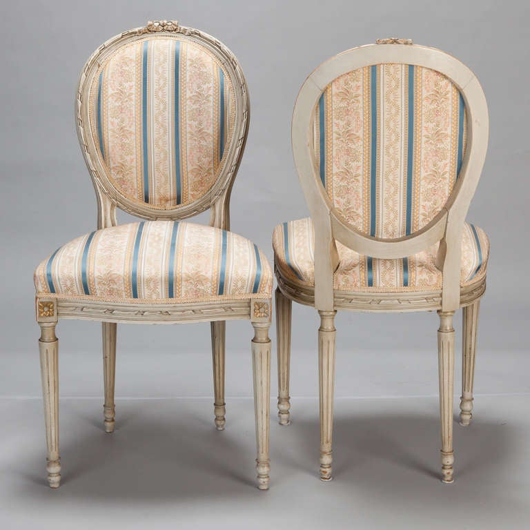 Set of Eight Upholstered French Dining Chairs In Excellent Condition In Troy, MI