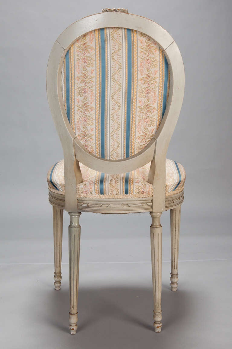 Wood Set of Eight Upholstered French Dining Chairs