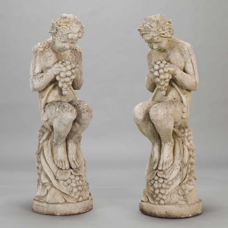 Pair of Garden Nymph Stone Statues