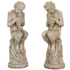 Pair of Garden Nymph Stone Statues 