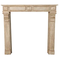 French Wood Fireplace Mantel with Gray Paint