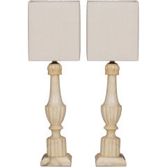 Pair of Fluted Alabaster Lamps