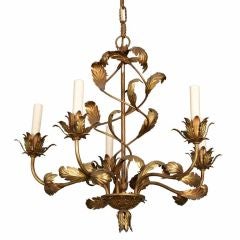 French Five Light Gilded Metal Fixture