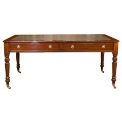 19th Century Mahogany Partners Writing Table with Leather Top