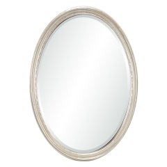 Pair of Silver Leaf Framed Oval Mirrors