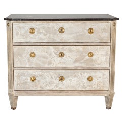 Swedish Gustavian Three Drawer Chest with Black Marble Top