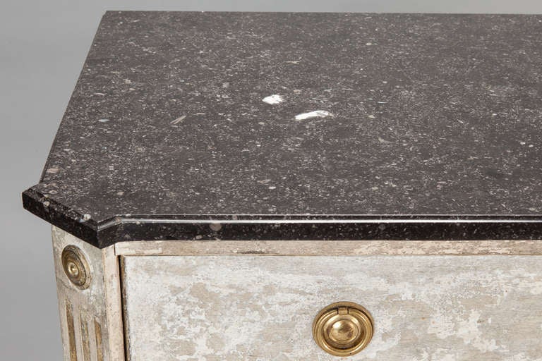 Swedish Gustavian Three Drawer Chest with Black Marble Top