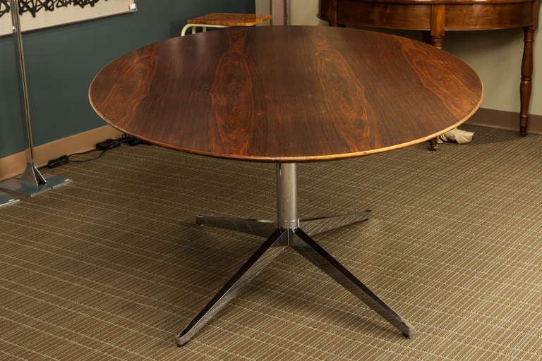 Mid-Century Modern Florence Knoll Brazilian Rosewood and Chrome Oval Table
