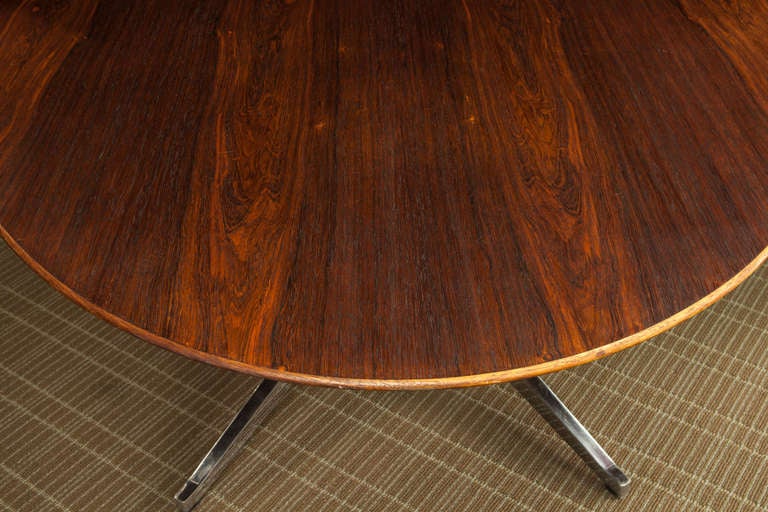 American Florence Knoll Brazilian Rosewood and Chrome Oval Table