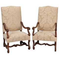 Pair of Large Os du Mouton Carved Armchairs