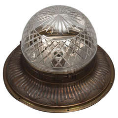 Dark Bronze with Cut Crystal Globe Ceiling Mount Fixture